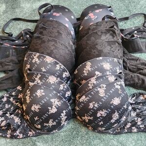 8 PINK Victoria's Secret Black Floral Lace Bras